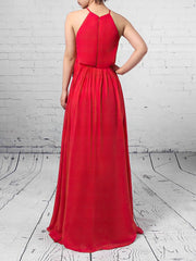 Elegant Chiffon Sashes/Ribbons Bridesmaid Dress with Scoop Neck and A-line Silhouette