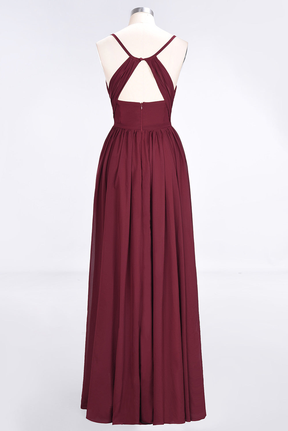 Elegant Chiffon V-Neck Burgundy Bridesmaid Dresses With Spaghetti-Stra 27dress Elegant Chiffon V-Neck Burgundy Bridesmaid Dresses With Spaghetti-Stra 27dress