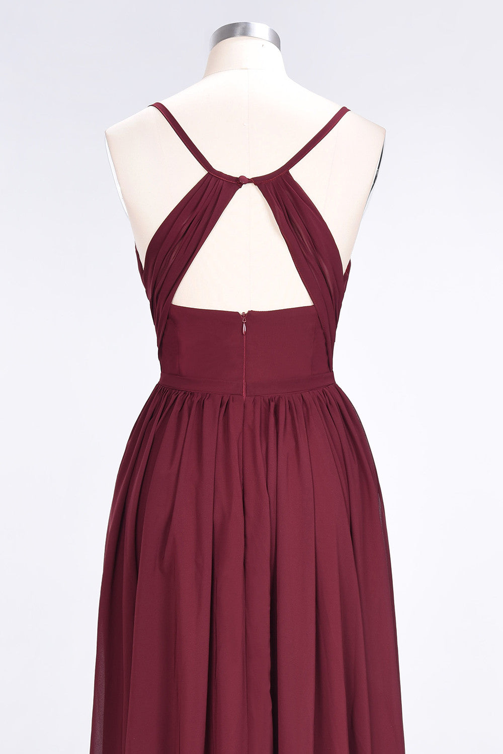 Elegant Chiffon V-Neck Burgundy Bridesmaid Dresses With Spaghetti-Stra 27dress Elegant Chiffon V-Neck Burgundy Bridesmaid Dresses With Spaghetti-Stra 27dress