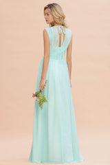 Elegant Chiffon V-Neck Ruffle Long Bridesmaid Dresses Affordable-27dress