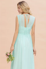 Elegant Chiffon V-Neck Ruffle Long Bridesmaid Dresses Affordable-27dress