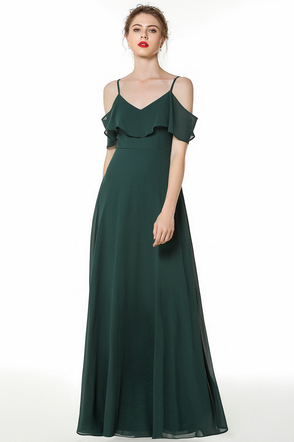 Elegant Cold-shoulder Flounced Crinkle Backless Bridesmaid Dresses 27dress Elegant Cold-shoulder Flounced Crinkle Backless Bridesmaid Dresses 27dress