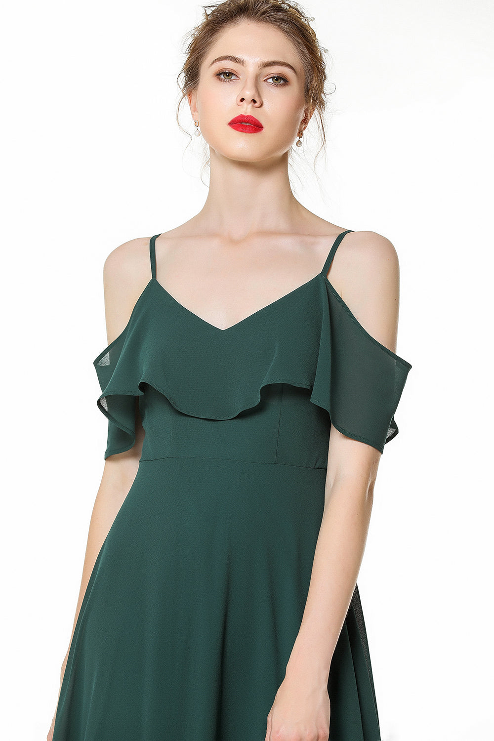 flounced crinkle chiffon sheath bridesmaid dress Flounced Crinkle Chiffon Bridesmaid Dress
