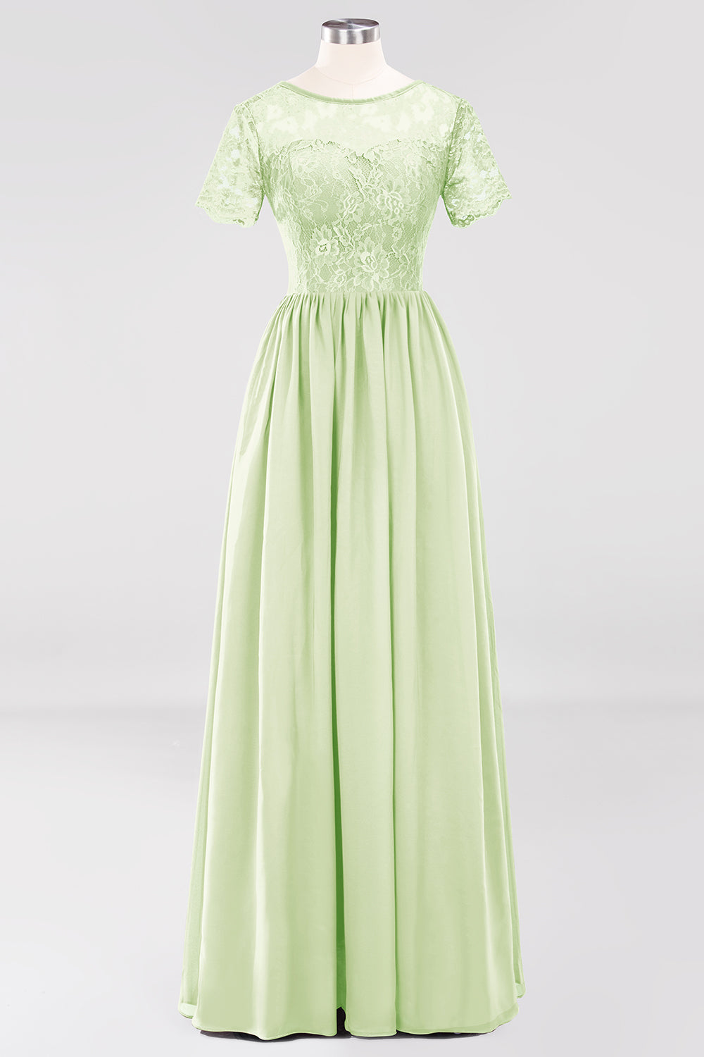 Elegant Dark Navy Long Lace Bridesmaid Dresses with Short-Sleeves-27dress