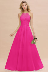 Elegant Jewel Ruffle Affordable Chiffon Bridesmaid Dress with Appliques-27dress