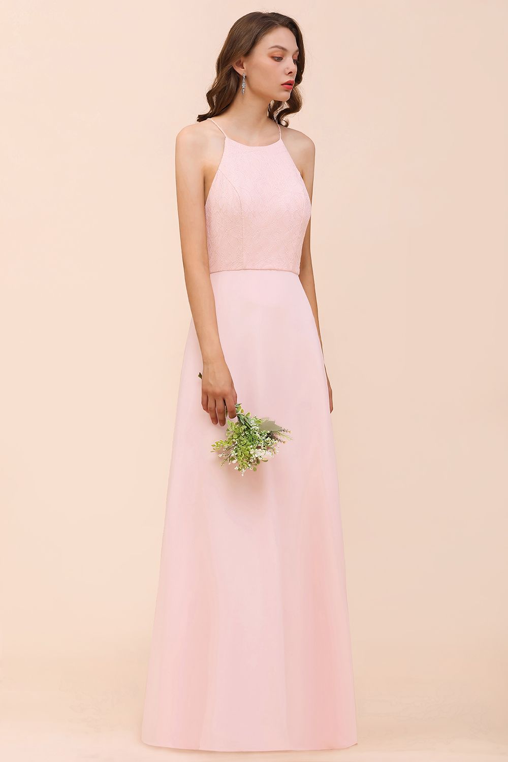 Elegant Lace Spaghetti Straps Affordable Long Bridesmaid Dress-27dress