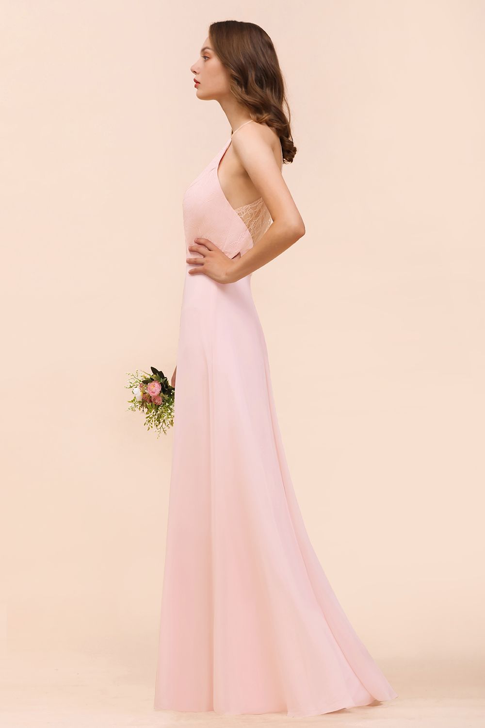 Elegant Lace Spaghetti Straps Affordable Long Bridesmaid Dress-27dress