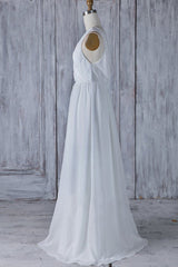 Elegant Long A-line Ruffle Lace Chiffon Wedding Dress-27Dress