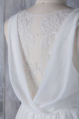 Elegant Long A-line Ruffle Lace Chiffon Wedding Dress-27Dress