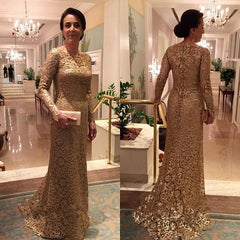 Elegant Long Sleeves Lace Mermaid Mother Of Bride Dress-27dress