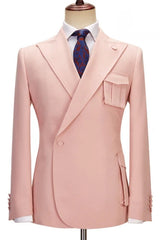 Elegant Peaked Lapel Bespoke Pink Prom Suits