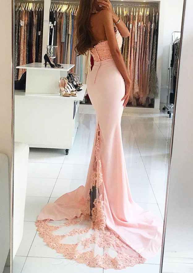 Load image into Gallery viewer, Elegant Satin Court Train Prom Dress with Halter Beaded Covered Button and Trumpet/Mermaid Sleeves-27dress
