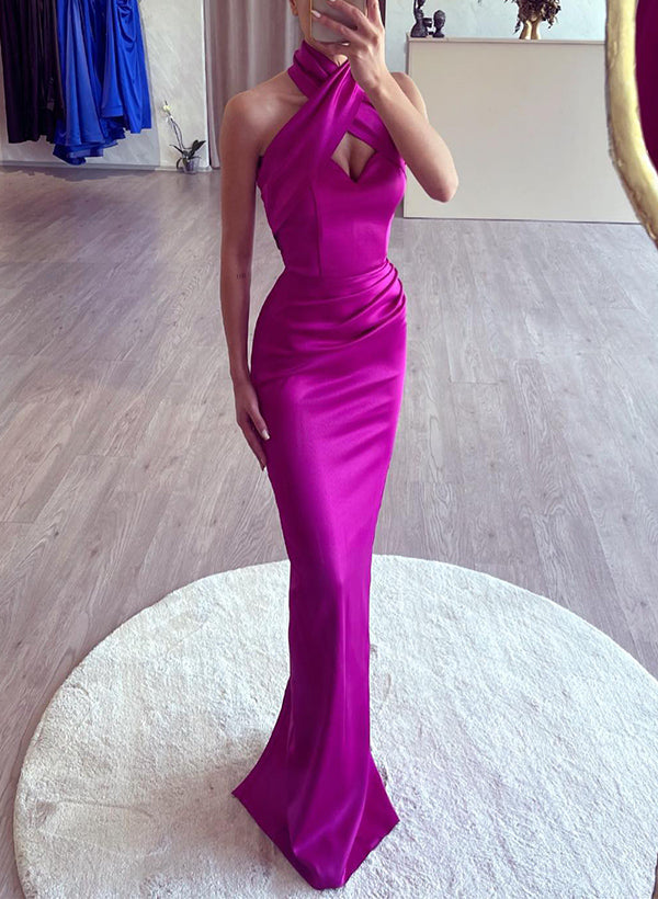 Elegant Satin Prom Dresses: Trumpet/Mermaid Sleeveless Floor-Length-27dress