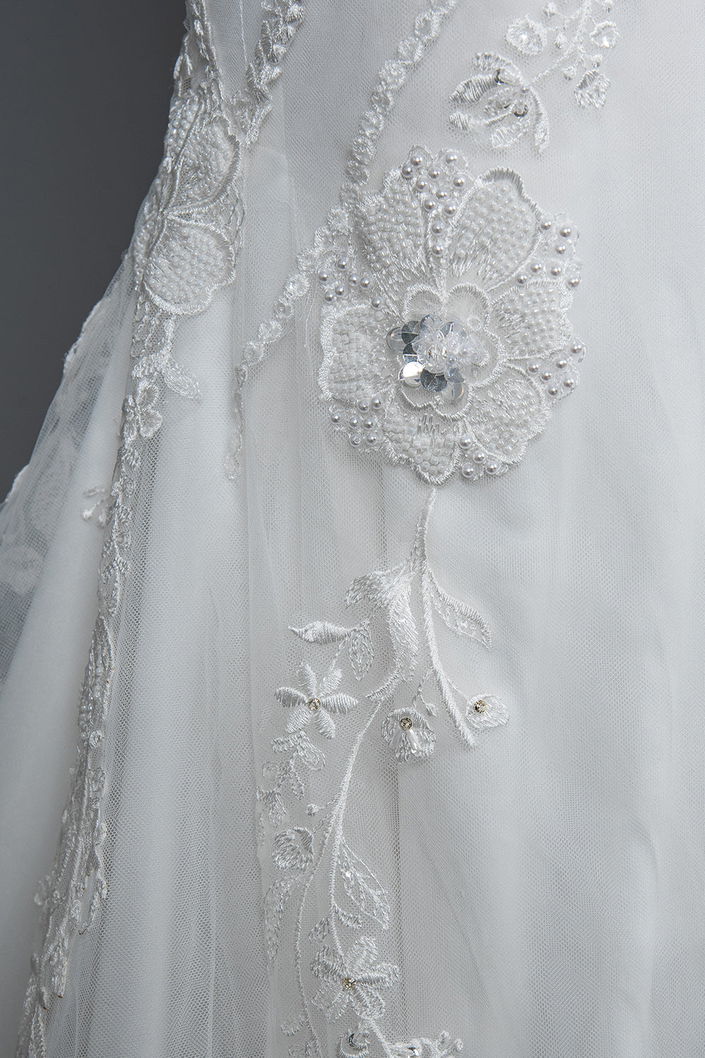 Elegant Scoop Mermaid Lace Wedding Dress Zipper Button Back-27dress
