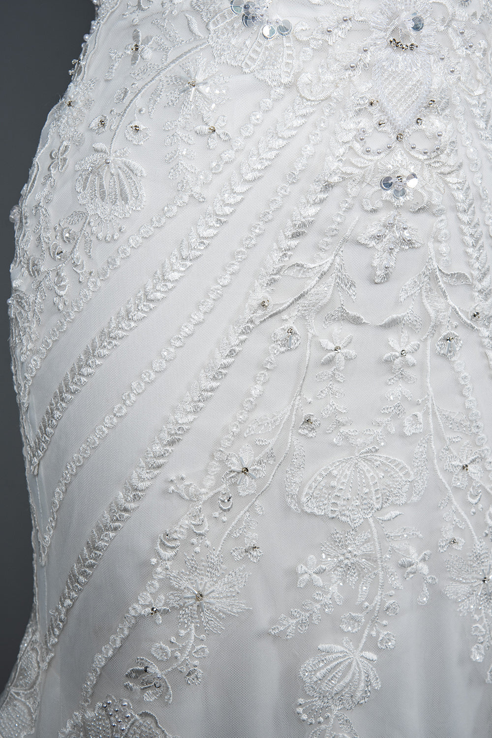 Elegant Scoop Mermaid Lace Wedding Dress Zipper Button Back-27dress