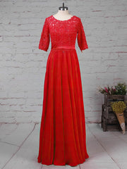 Elegant Scoop Neck A-line Chiffon Mother of the Bride Dress with Beading