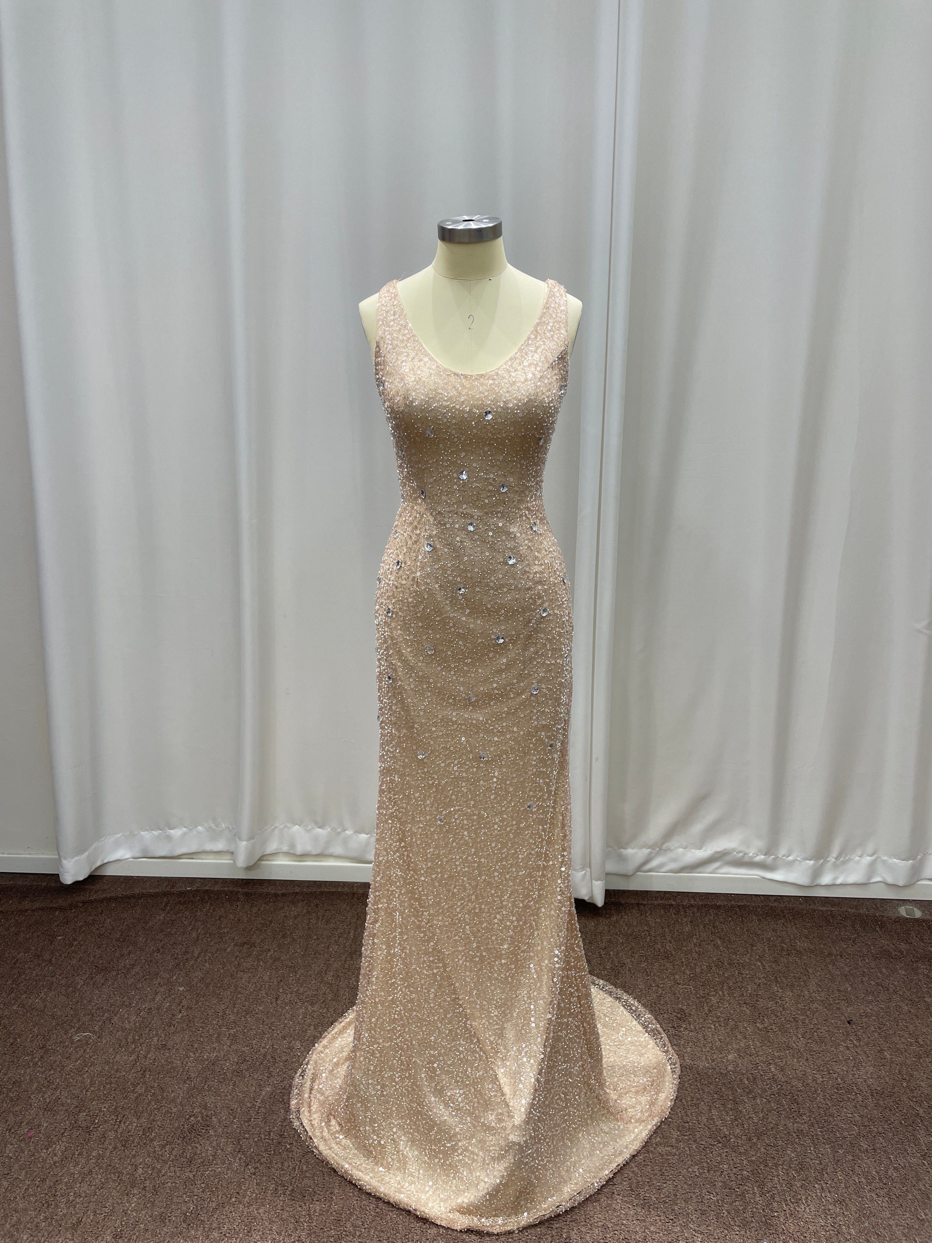 27DRESS Elegant Sleeveless Mermaid Evening Dresses with Rhinestones