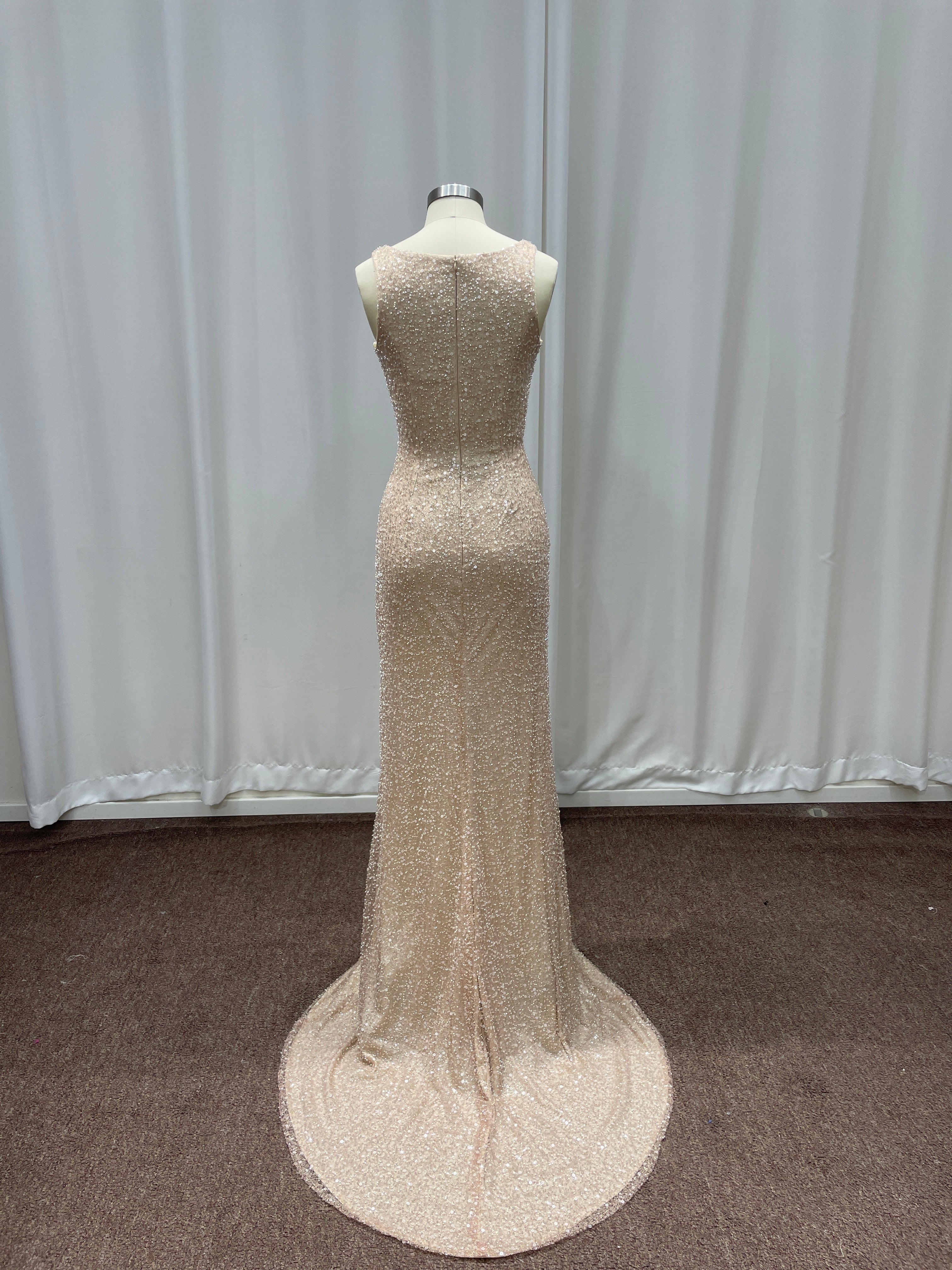 27DRESS Elegant Sleeveless Mermaid Evening Dresses with Rhinestones
