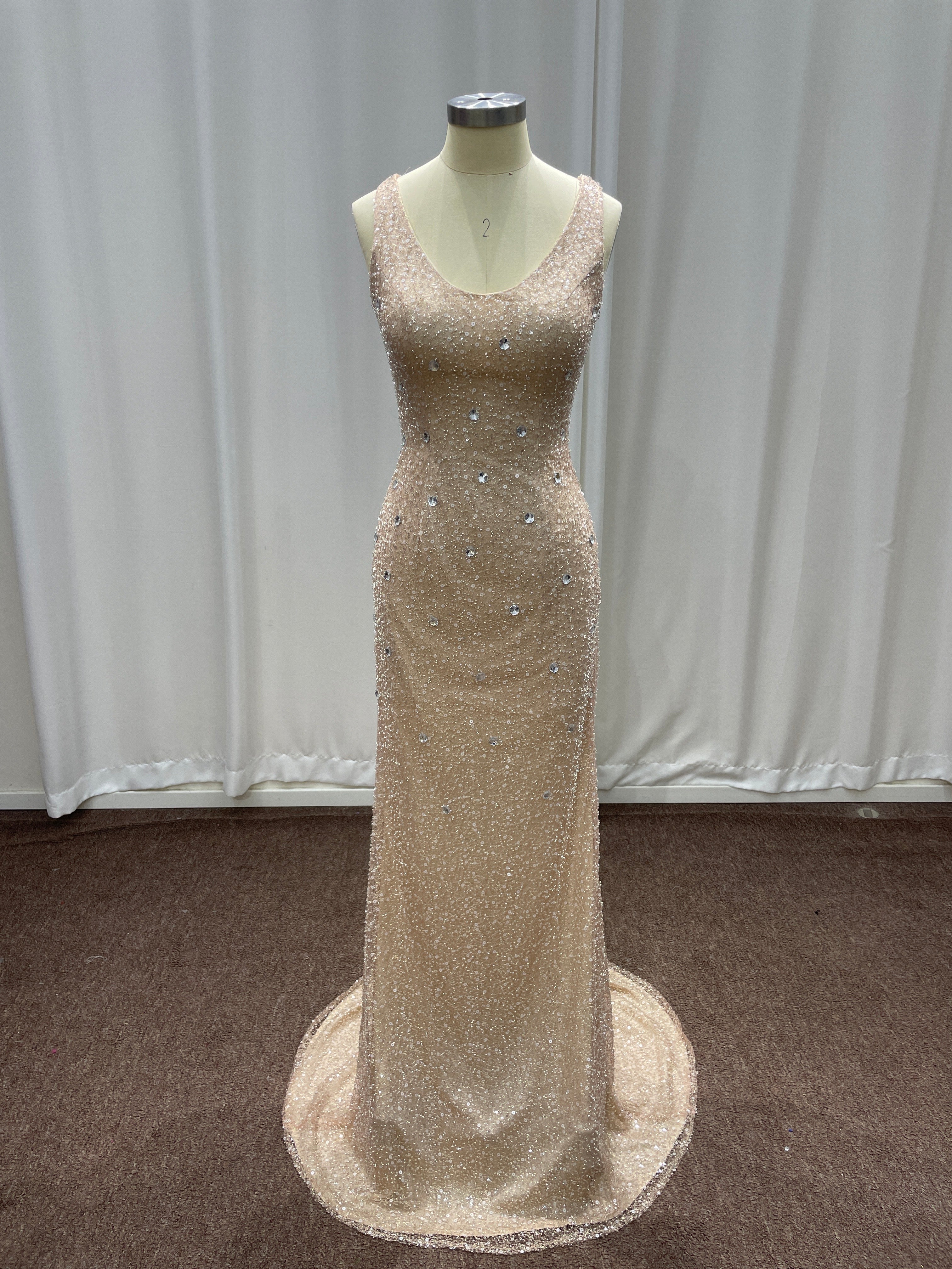 27DRESS Elegant Sleeveless Mermaid Evening Dresses with Rhinestones