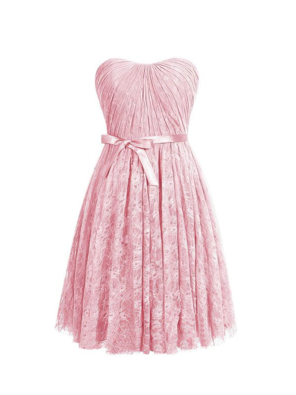 Elegant Sweetheart A-line Short/Mini Bridesmaid Dresses with Sashes / Ribbons