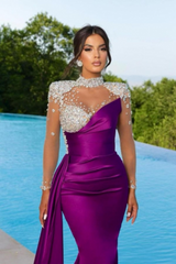 Elegant Sweetheart Mermaid Long Prom Dress with Beading and Sequin-27dress