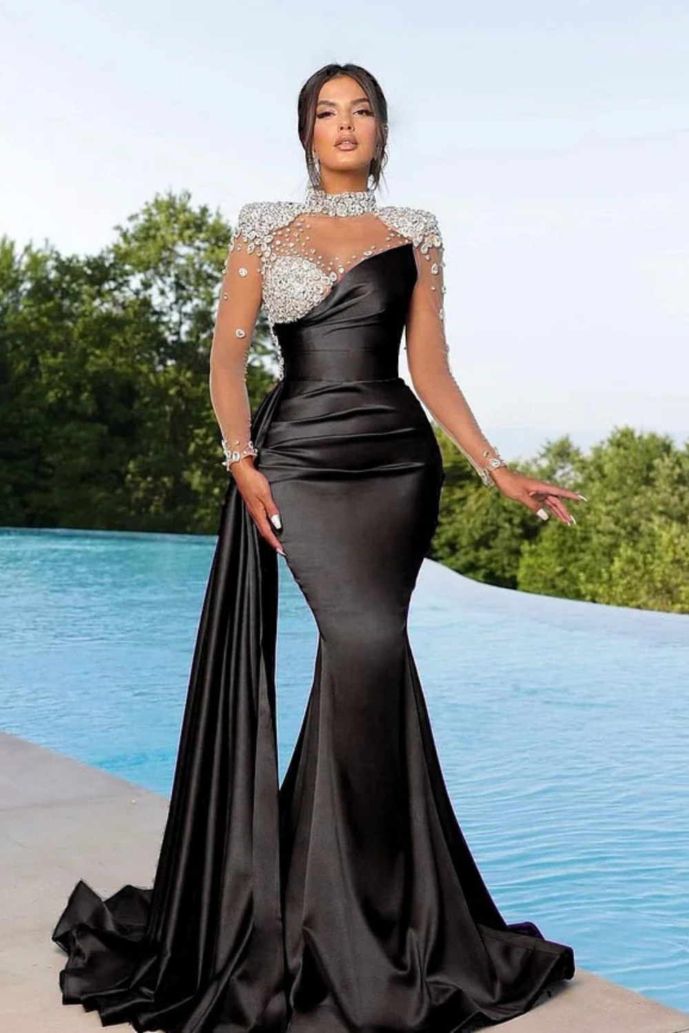 Elegant Sweetheart Mermaid Long Prom Dress with Beading and Sequin-27dress