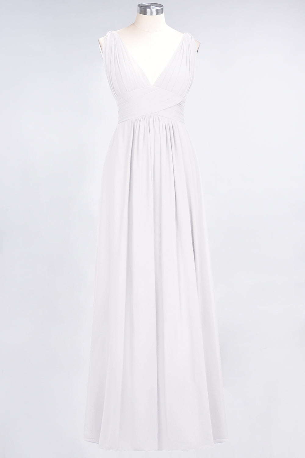 Elegant V-Neck Burgundy Chiffon Affordable Bridesmaid Dress with Ruffle-27dress