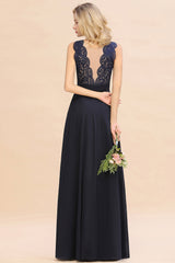 Exquisite Scoop Chiffon Lace Bridesmaid Dresses with V-Back-27dress