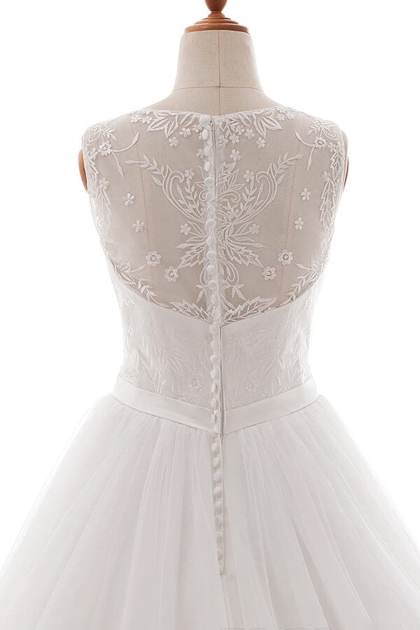 Eye-catching V-neck Tulle A-line Wedding Dress On Sale-27dress