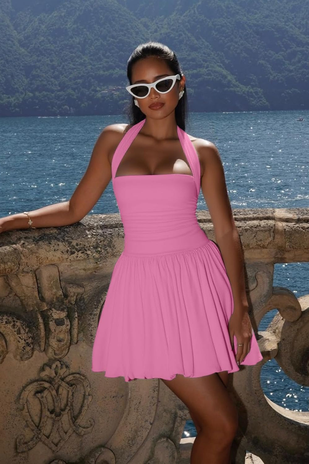Sexy Black Sleeveless Halter Corset Mini Homecoming Dress