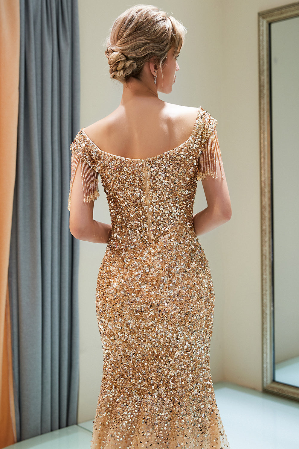 Fabulous Long Mermaid Off-the-shoulder Tulle Sequined Formal Dress 27dress Fabulous Long Mermaid Off-the-shoulder Tulle Sequined Formal Dress 27dress