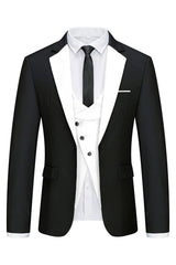 Fancy Black And White Three Pieces Men Suits For Prom