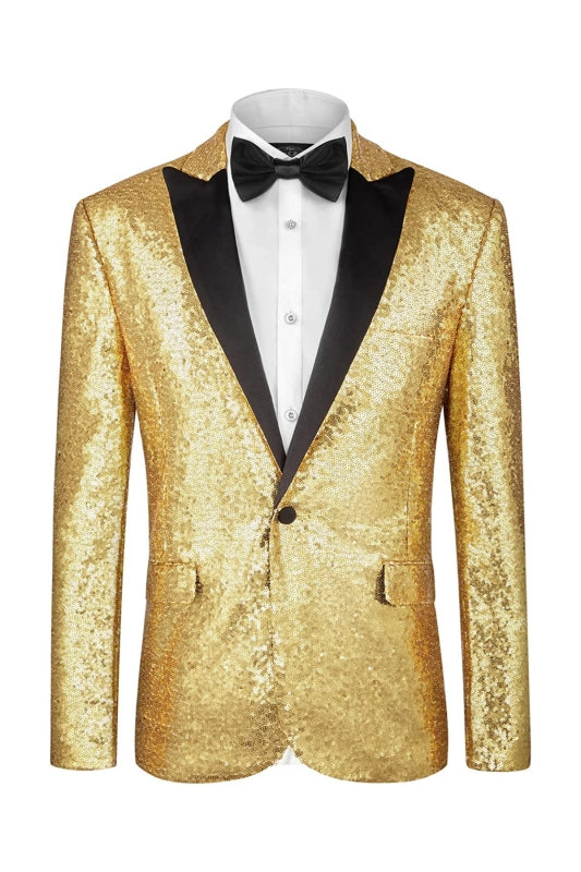 Fancy Peaked Lapel Sequins Men Suits For Prom