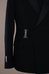 Fashion Shawl Lapel Slim Fit Two Pieces Black Wedding Suits