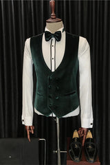 Fashion Cool Velvet Shawl Lapel Three Pieces White Wedding Suits