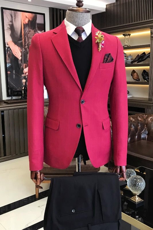 Fashion Fuchsia Notched Lapel Two Pieces Prom Suits