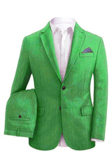 Fashion Green Notched Lapel Two Pieces Men Suits For Prom