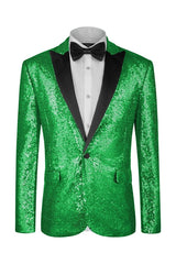 Fashion Green Sequins Two Pieces Men Suits For Prom