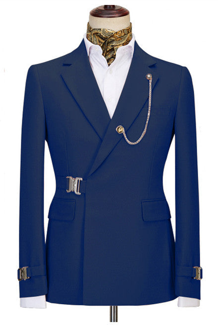 Fashion Navy Blue Notched Lapel Business Men Suits
