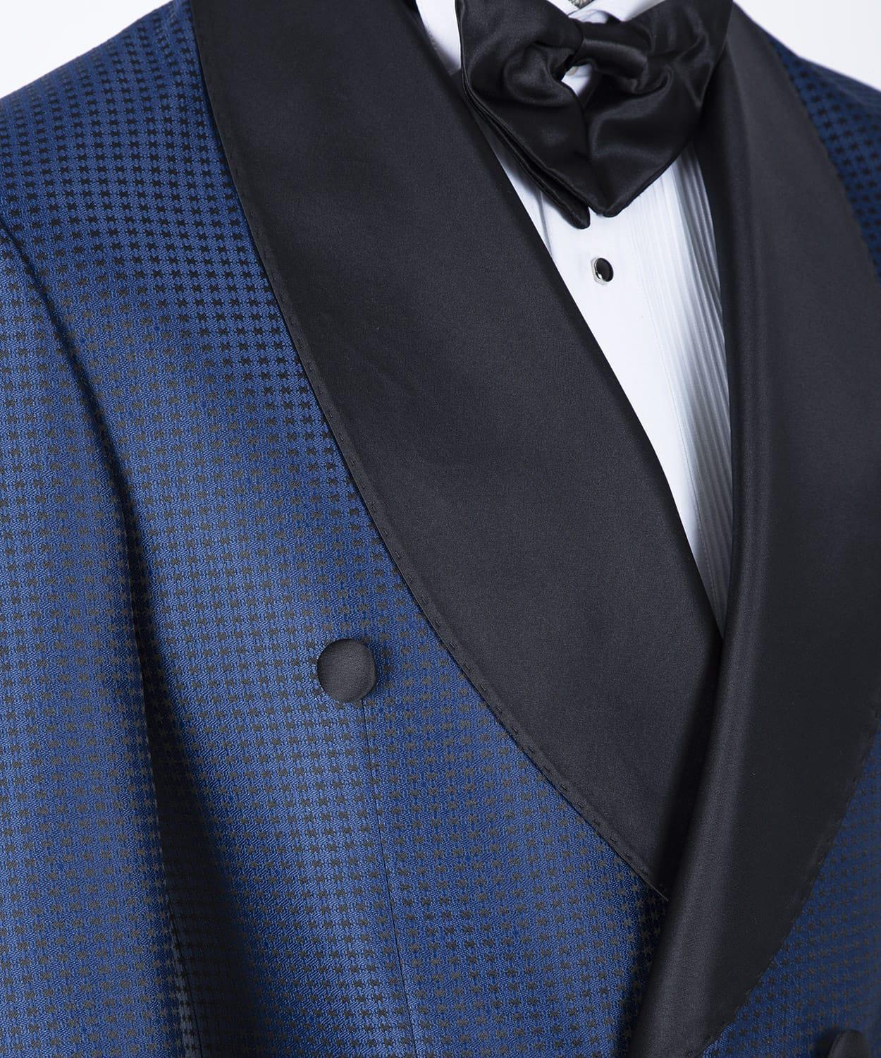 Fashion Double Breasted Shawl Lapel Navy Wedding Suits