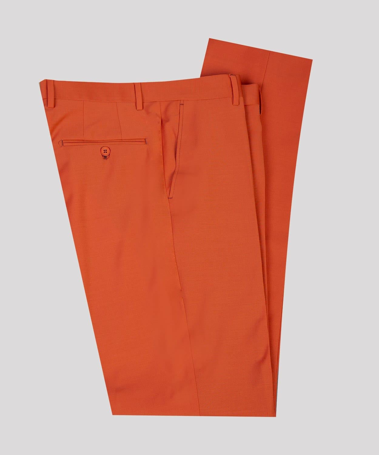 Fashion Orange Peaked Lapel Three Pieces Men Prom Suits