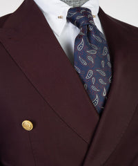 Fashion Peaked Lapel Double Breasted Men Burgundy Business Suits