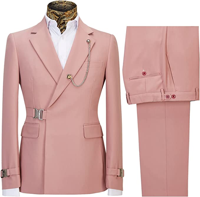 Fashion Pink Notched Lapel Men Suits For Prom
