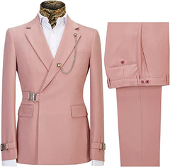 Fashion Pink Notched Lapel Men Suits For Prom
