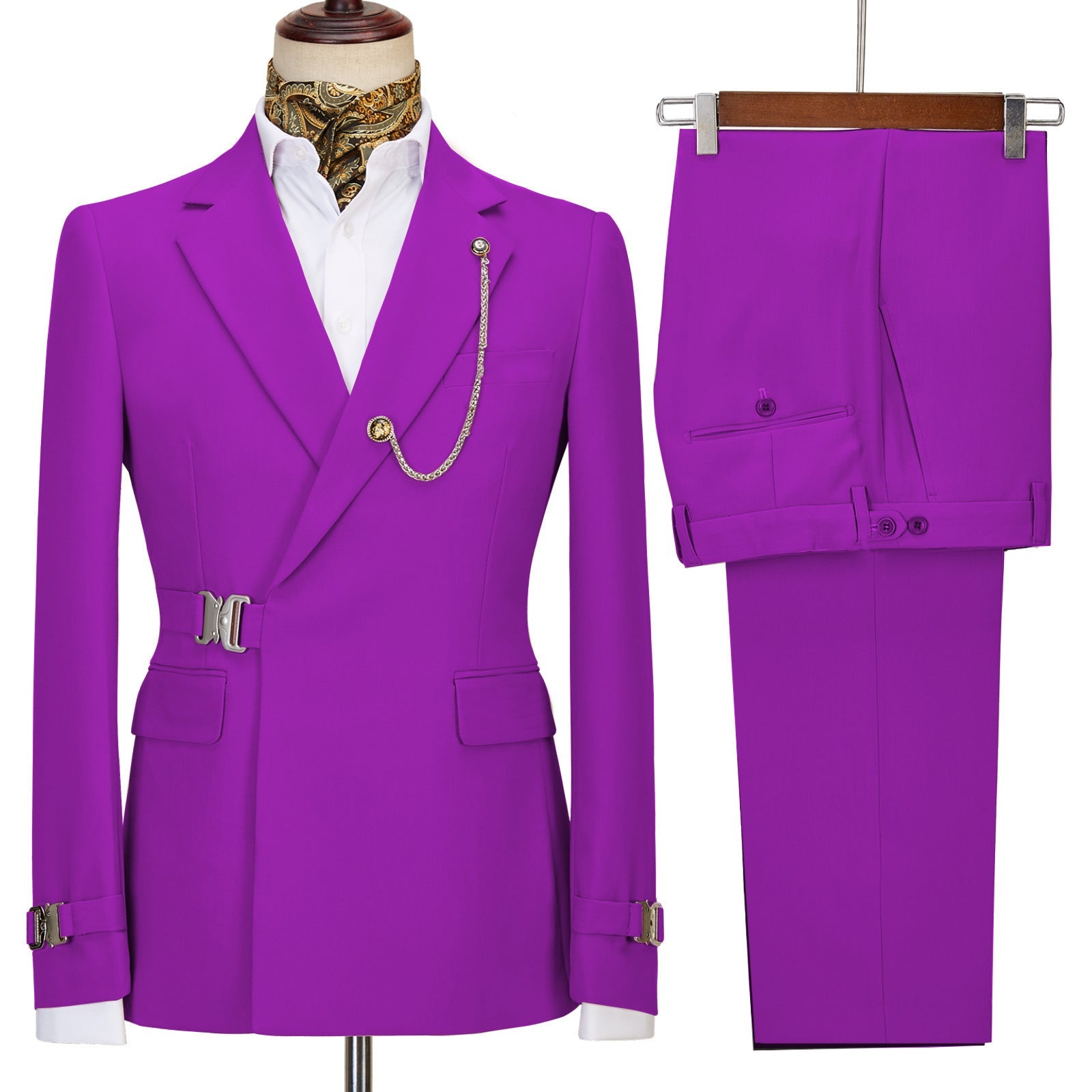 Fashion Notched Lapel Purple Prom Suits For Men