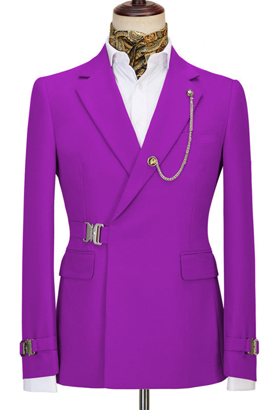 Fashion Notched Lapel Purple Prom Suits For Men