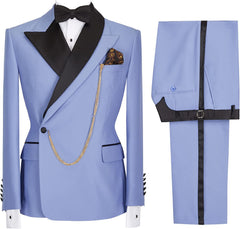 Fashion Purple Peaked Lapel Two Pieces Men Suits For Prom