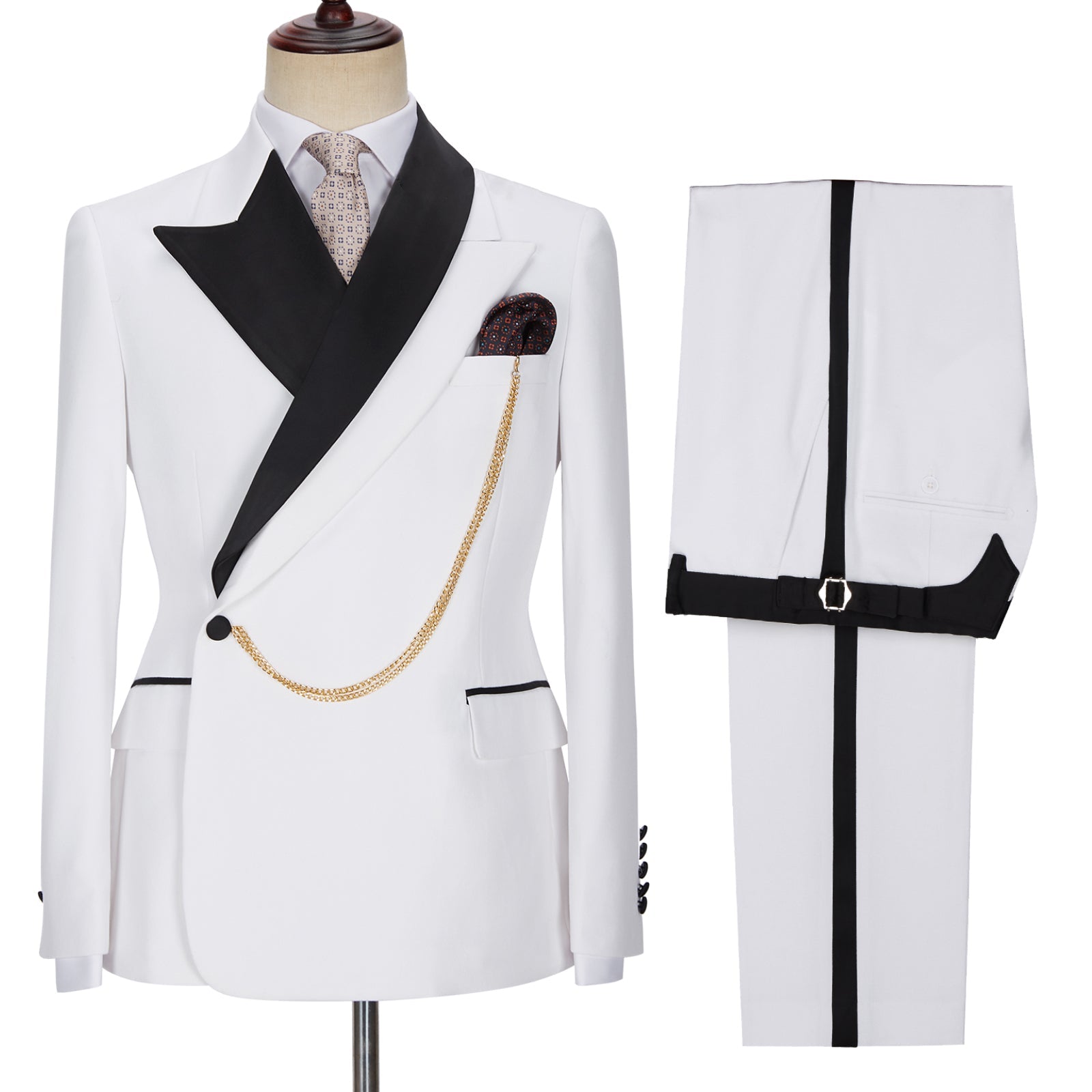 Fashion Peaked Lapel Bespoke White Wedding Suits for Men