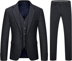 Formal Black Notched Lapel Three Pieces Men Suits For Business
