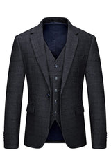 Formal Black Notched Lapel Three Pieces Men Suits For Business